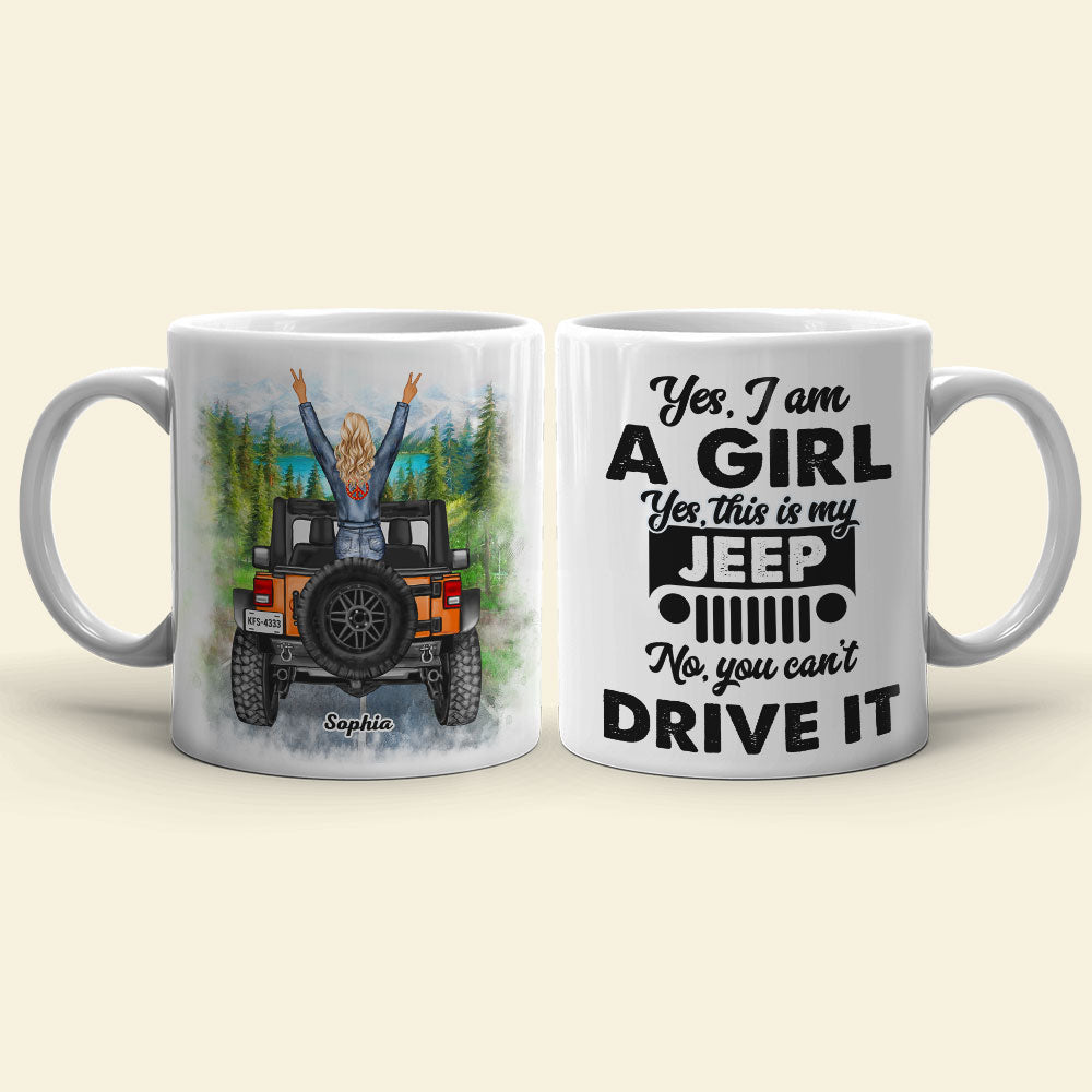 Personalized Girl and Jeep Coffee Mug