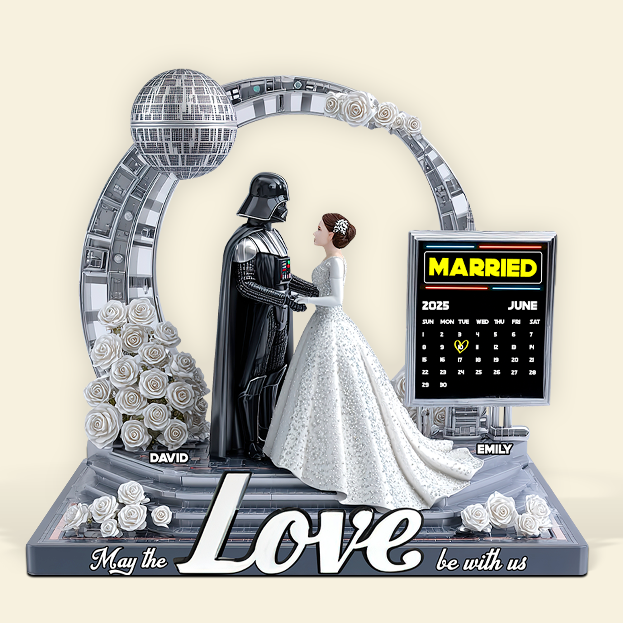 “May the Love Be with Us” - Personalized Couple Acrylic Plaque - Perfect Wedding Gift for Couples Shaped Plaques PopCulturePrints