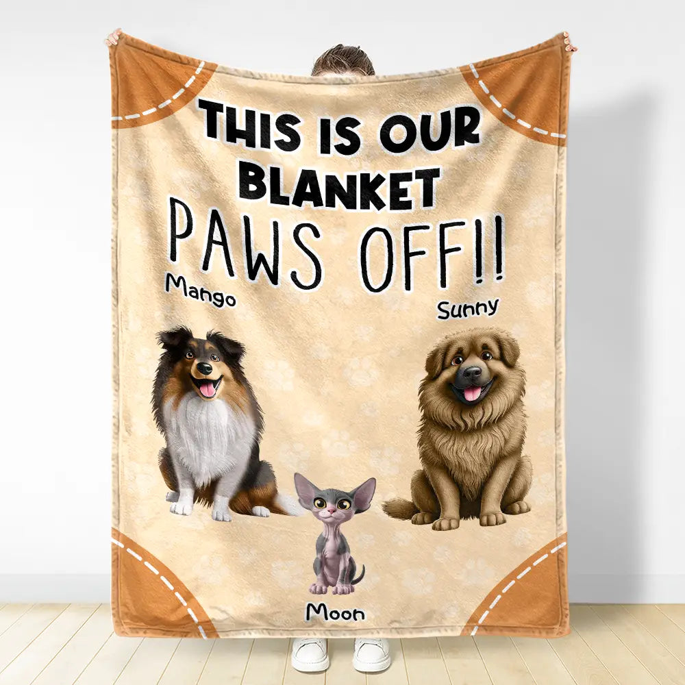 This Is Mine - Paws Off! Personalized Fleece Blanket for Dog and Cat Lovers Fleece Blanket PopCulturePrints