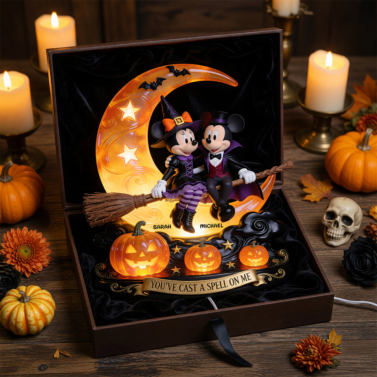You've Cast a Spell On Me - Personalized Halloween Acrylic Light Box for Couples
