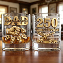 Load image into Gallery viewer, Celebrate the Legend - USA 250th Anniversary Round Glass - Personalized Gift for Dad, Grandpa &amp; Unique Occasions Glass PopCulturePrints
