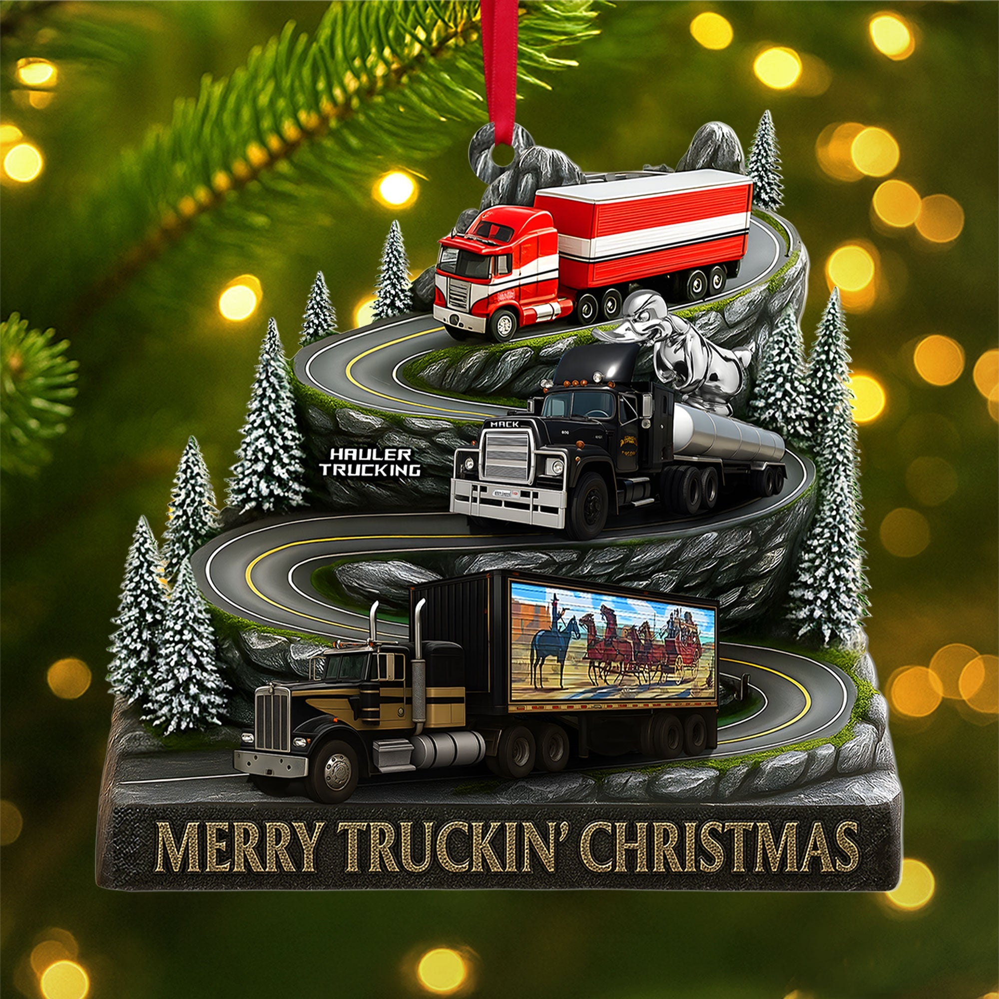 Merry Truckin' Christmas – Classic Trucks Ornament, Personalized Gifts for Truckers Ornament PopCulturePrints