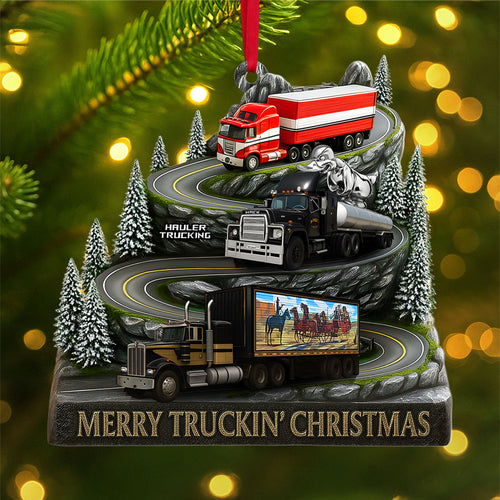 Merry Truckin' Christmas – Classic Trucks Ornament, Personalized Gifts for Truckers Ornament PopCulturePrints