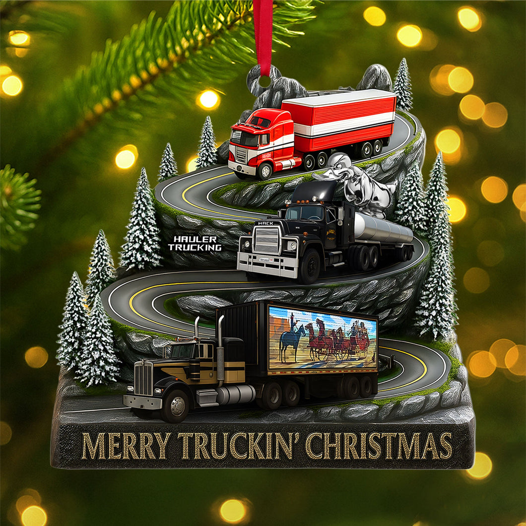 Merry Truckin' Christmas – Classic Trucks Ornament, Personalized Gifts for Truckers Ornament PopCulturePrints