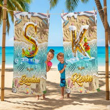 Load image into Gallery viewer, “Beach Vibes” – Personalized Towel Gift for Kids &amp; Beach Lovers Beach Towel PopCulturePrints

