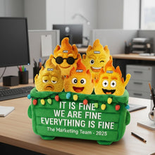 Load image into Gallery viewer, “It Is Fine, We Are Fine!” - Personalized Funny Gifts for Coworkers - Dumpster Fire Shaped Pillow Pillow PopCulturePrints
