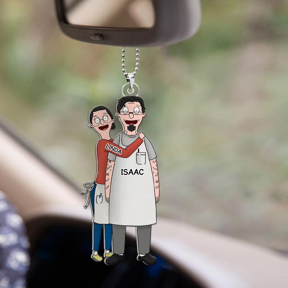 Personalized Couple Car Ornament - Customizable Keychain Ornament PopCulturePrints