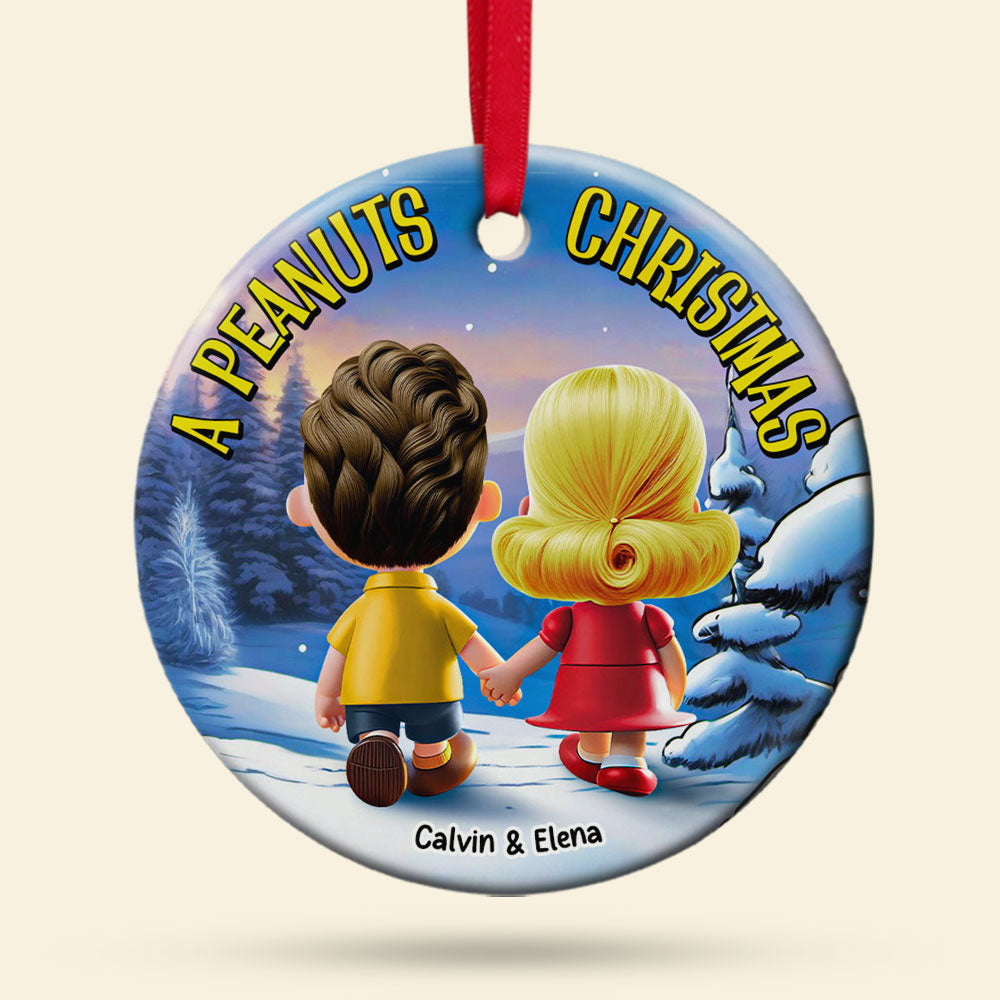 Personalized Peanuts Christmas Ceramic Ornament for Couples