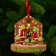 Load image into Gallery viewer, 🎄 &quot;Merry Grinchmas with Personalized Cheer!&quot; - Fun Green Family Christmas Ornament - Custom Gift for Family &amp; Friends Ornament PopCulturePrints
