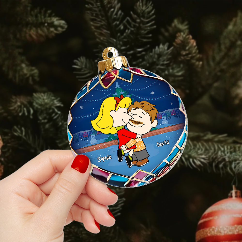 Custom Cartoon Couple Christmas Ornament