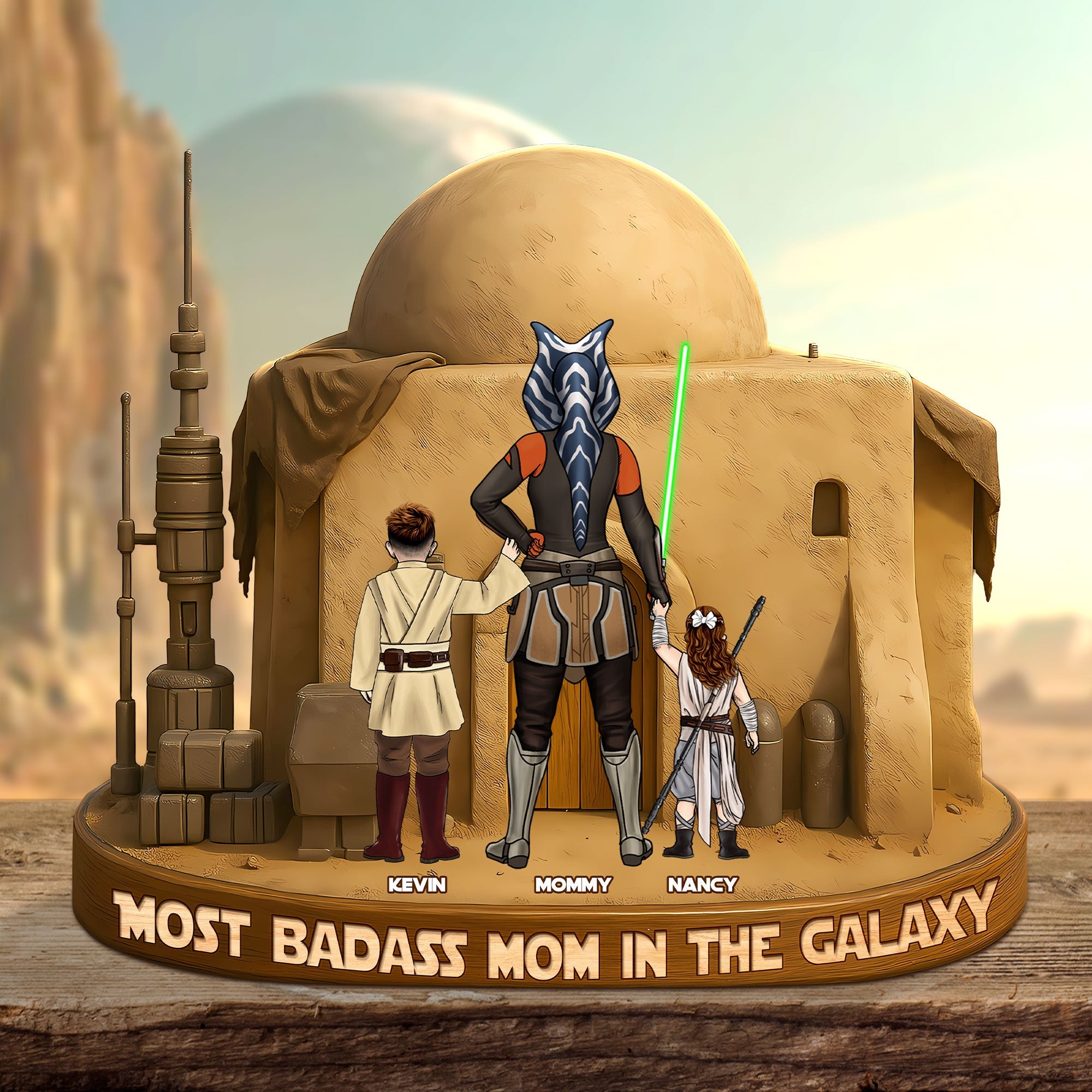 Most Badass Mom In The Galaxy - Personalized Gift Plaque for Mom Shaped Plaques PopCulturePrints