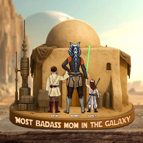 Most Badass Mom In The Galaxy - Personalized Gift Plaque for Mom Shaped Plaques PopCulturePrints