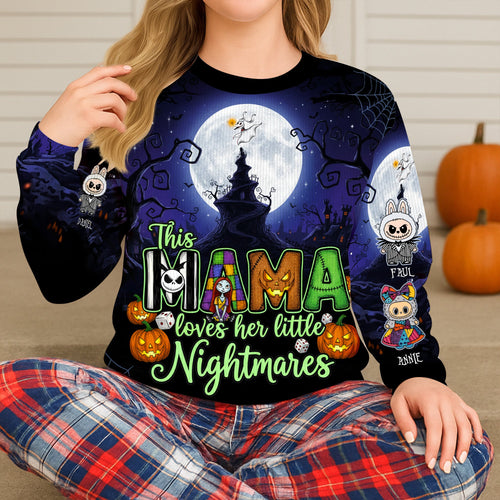 This Mama Loves Her Little Nightmares - Personalized Ugly Sweater for Mom AOP Products PopCulturePrints