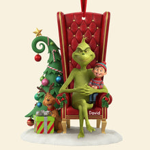 Load image into Gallery viewer, “Celebrate the Grinch Spirit!” - Funny Green Monster Christmas Ornament - Custom Photo Gifts for Kids Ornament PopCulturePrints
