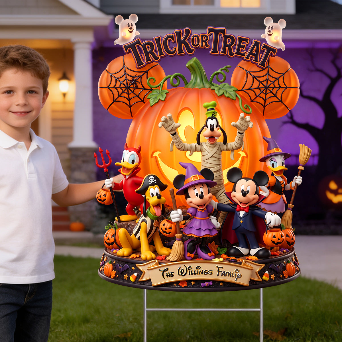 Spooktacular Family Fun: Trick Or Treat Spooky Yard Sign - Personalized Halloween Gift