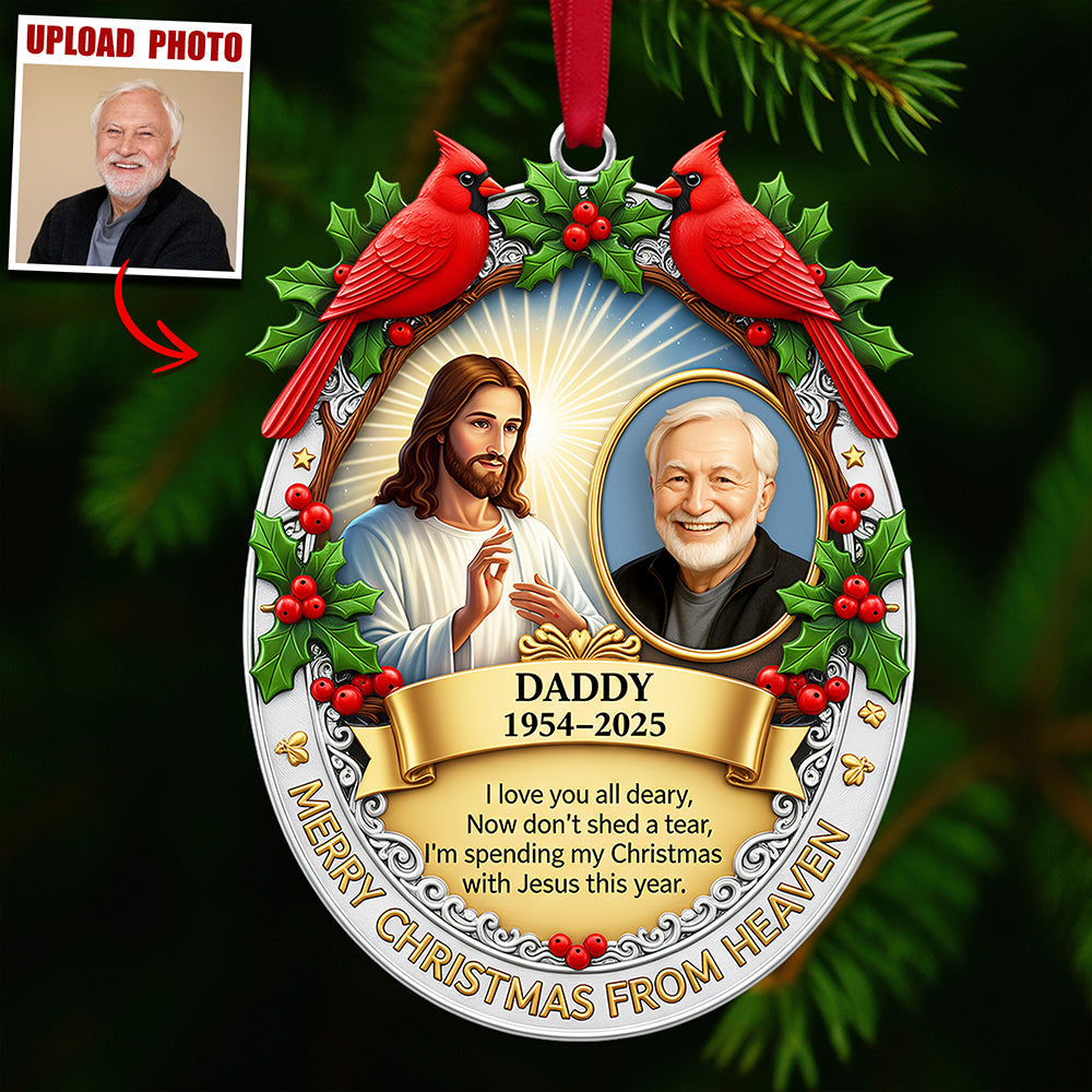 Merry Christmas from Heaven Ornament - Customize with Your Photo - Memorial Gift for Mom, Loved Ones Ornament PopCulturePrints