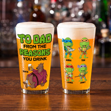 Load image into Gallery viewer, Custom Cartoon Beer Glass for Dad - Ninja Turtle Theme Beer Glasses PopCulturePrints
