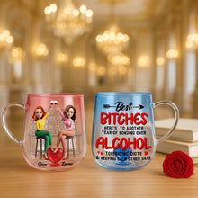 Load image into Gallery viewer, Cheers to Friendship - Partner In Wine Personalized 3D Heart Glass Mug - Unique Gift for Best Friends, Sisters &amp; Drinking Buddies 3D Heart Glass Mug PopCulturePrints
