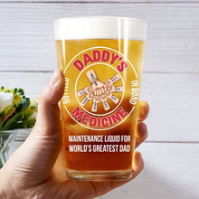 Load image into Gallery viewer, Daddy&#39;s Medicine - Personalized Beer Glass for World&#39;s Greatest Dad Beer Glass PopCulturePrints
