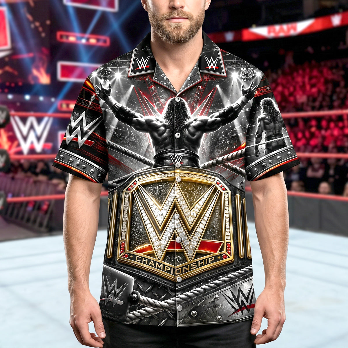 Be the Proud Champion: Customizable Hawaiian Shirt - A Unique Gift for Wrestling Fans