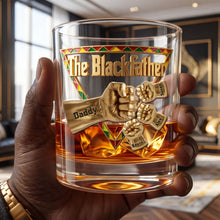 Load image into Gallery viewer, "Celebrate Your Legacy: The Black Father 11oz Round Glass - Personalized Gift for Dad, Grandpa and More!" Glass PopCulturePrints
