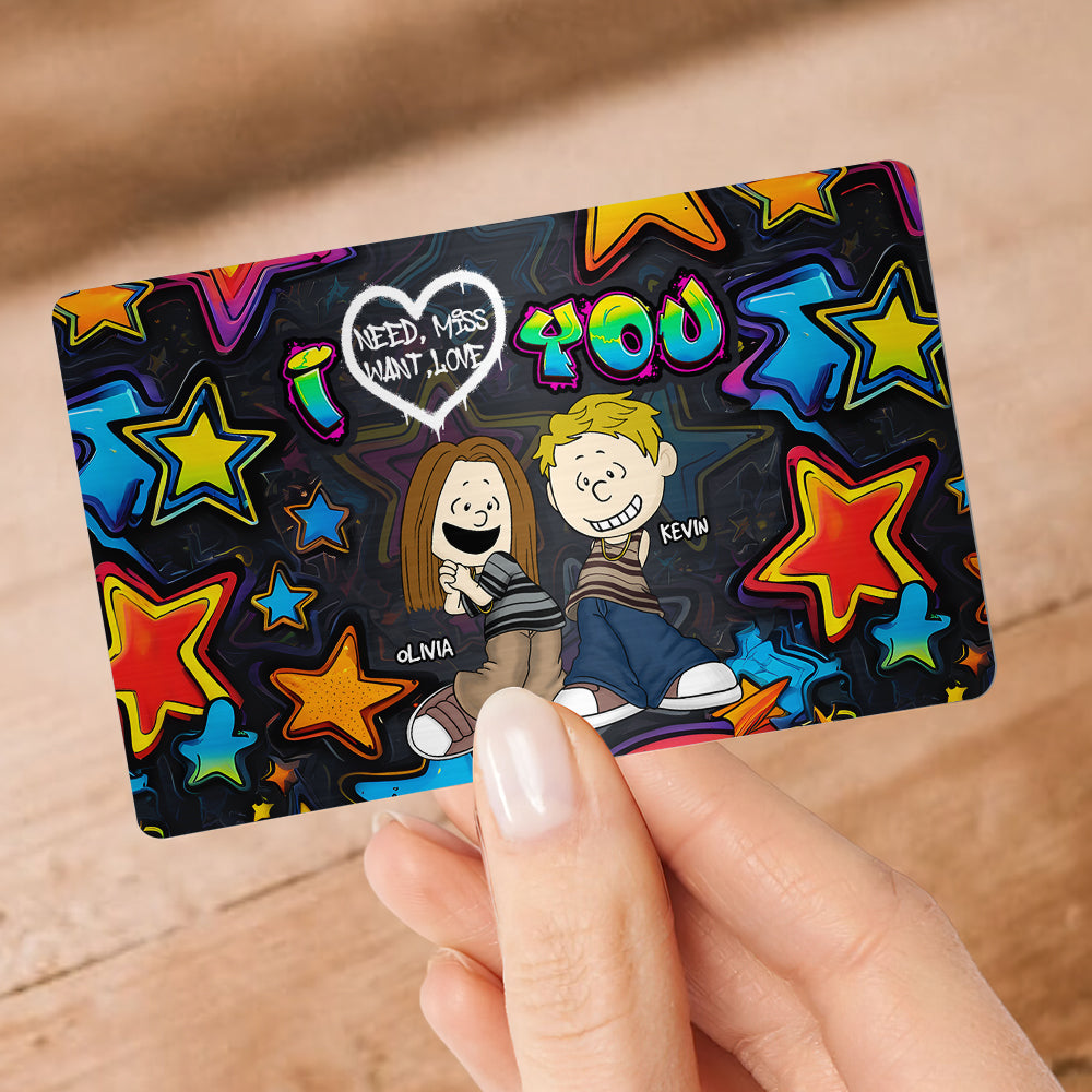 Personalized Couple Wallet Card - I Love You Design Wallet Card PopCulturePrints