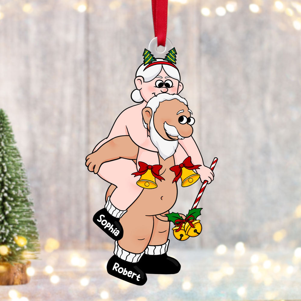 Personalized Couple Christmas Ornament - Fun Santa Design | Valentine's Day Gifts Ornament PopCulturePrints