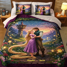 Load image into Gallery viewer, “Embrace the Magic of Love” - Romantic Couple Quilt Bed Set - Personalized Gift for Lovers, Anniversary, Engagement Blanket PopCulturePrints
