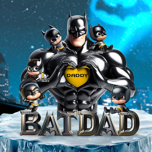 “Super Dad, Our Hero” - Personalized Dark Hero Dad Acrylic Plaque - Unique Gift for Fathers & Grandpas Shaped Plaques PopCulturePrints