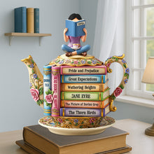 Load image into Gallery viewer, Tea &amp; Books Enthusiast Plaque - Personalized Gifts for Book Lovers Shaped Plaques PopCulturePrints
