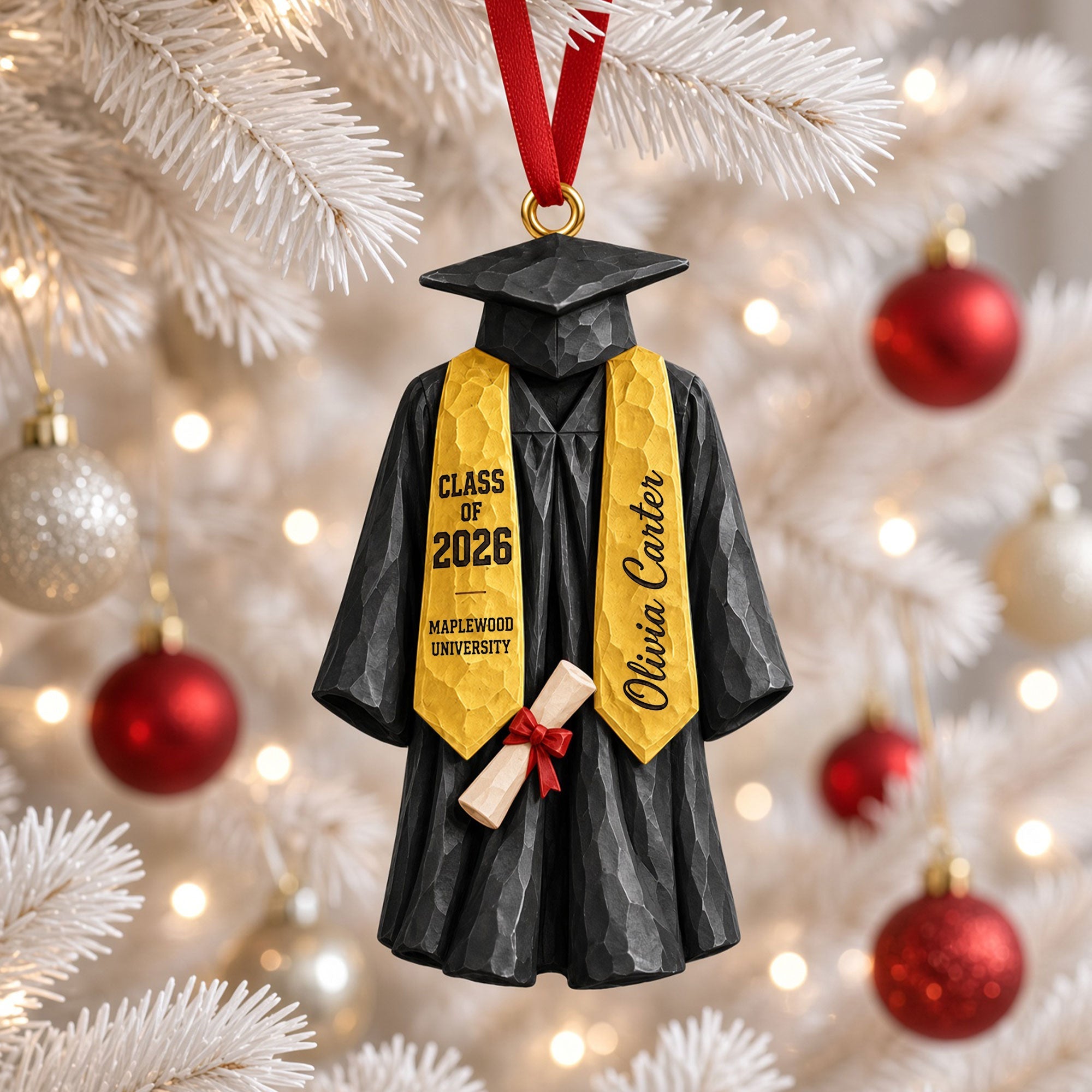 "Celebrate Achievement with Style!" - Graduation Gown Ornament, Personalized Gift for Graduates Ornament PopCulturePrints