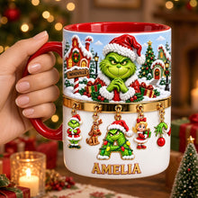 Load image into Gallery viewer, Holiday Mischief: Grinch Inspired Personalized Accent Mug - Ideal Christmas Gift for Friends and Family Coffee Mug PopCulturePrints
