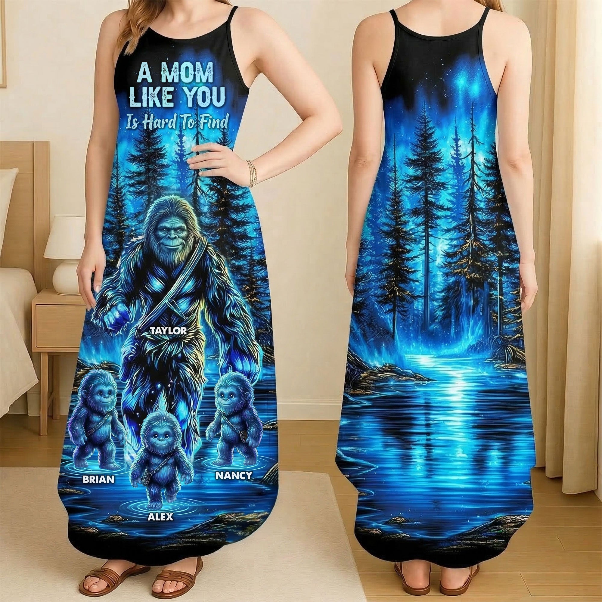A Mom Like You Is Hard To Find - Aurora Bigfoot Mom Maxi Dress - Personalized Gift for Moms, Grandmas and More Dress PopCulturePrints