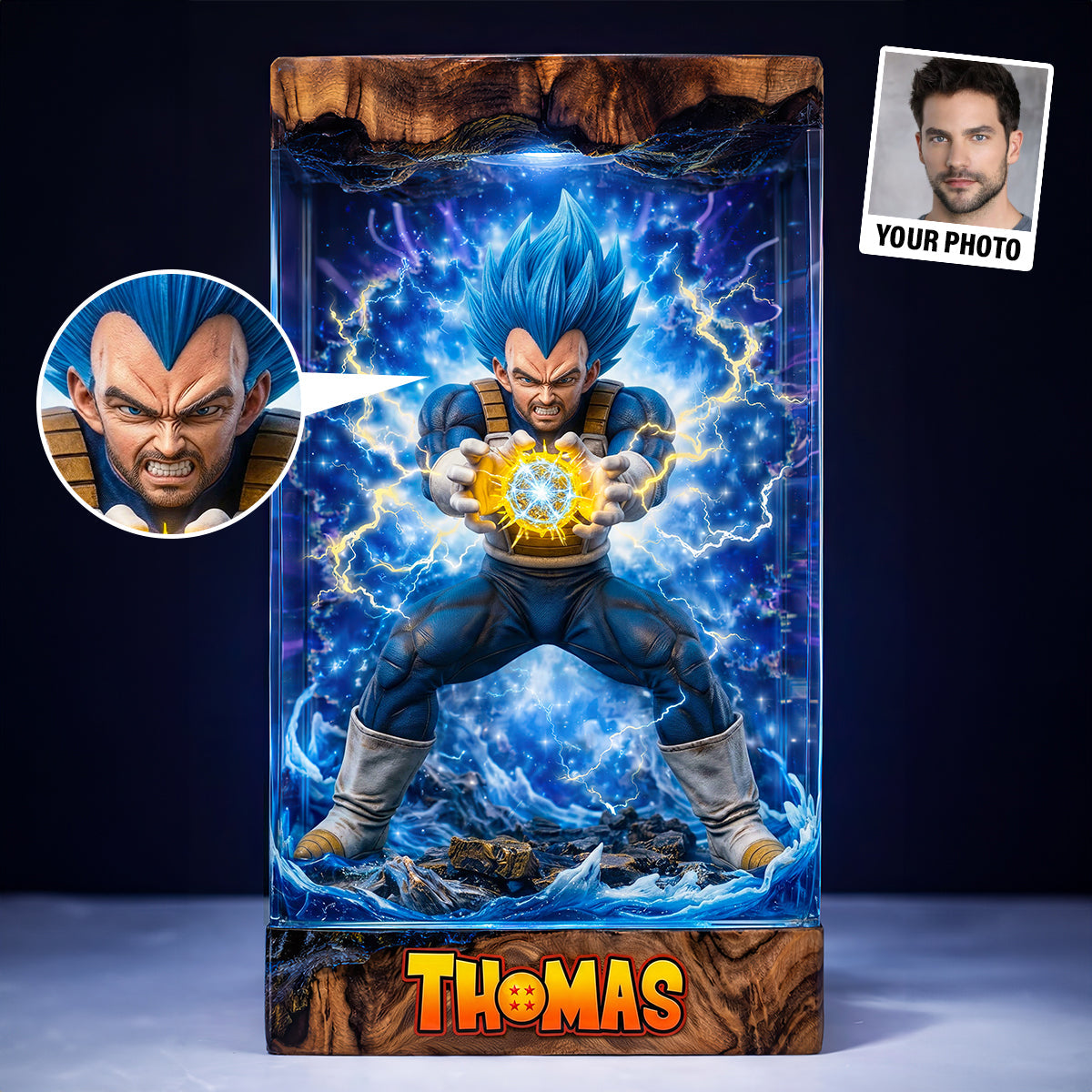 Unleash Your Inner Power: Thunder Power Fighter Shaped Plaque - Personalized Custom Photo Gift Shaped Plaques PopCulturePrints