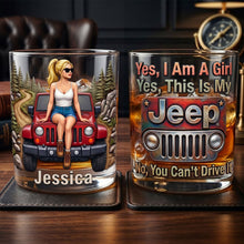 Load image into Gallery viewer, Yes, I Am A Girl - Off-Road Girl 11oz Round Glass - Personalized Gift for Travel Lover Glass PopCulturePrints
