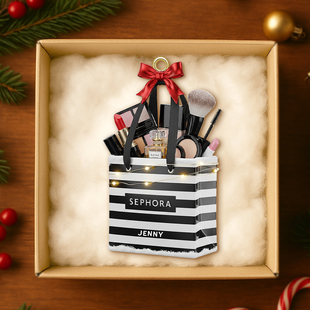 "For the Makeup Lovers: A Personalized Christmas Ornament - Perfect Gift for Beauty Enthusiasts" Ornament PopCulturePrints