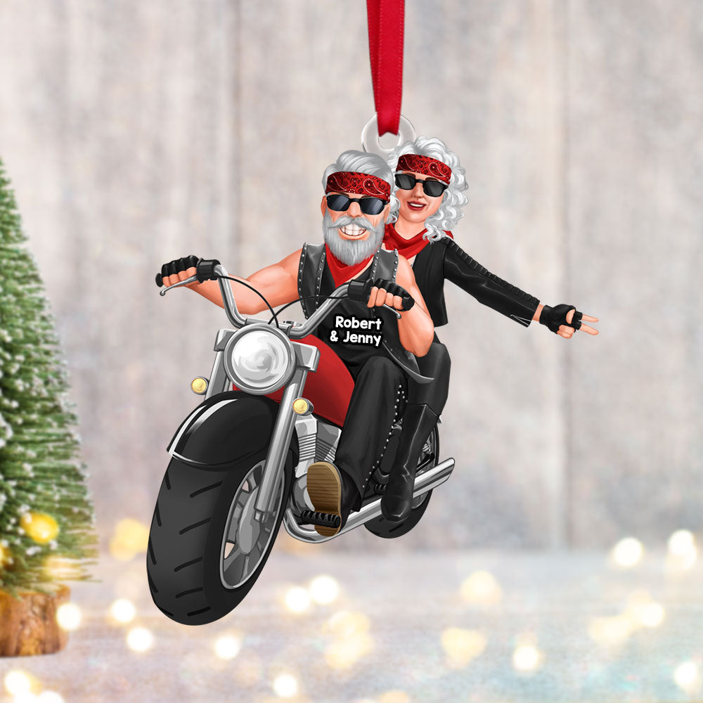 Custom Motorbike Couple Christmas Ornament