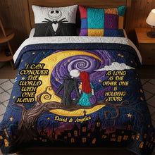 Load image into Gallery viewer, "I Can Conquer The World With One Hand" - Couple Quilt Bedding Set - Personalized Gifts for Couples Bedding Set PopCulturePrints
