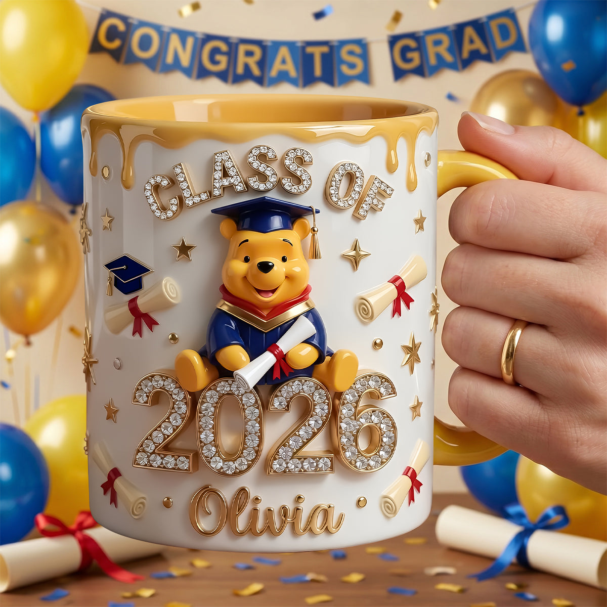 Celebrate Your Achievement: Personalized Congrats Graduate Accent Mug - Ideal Gift for Graduates Coffee Mug PopCulturePrints