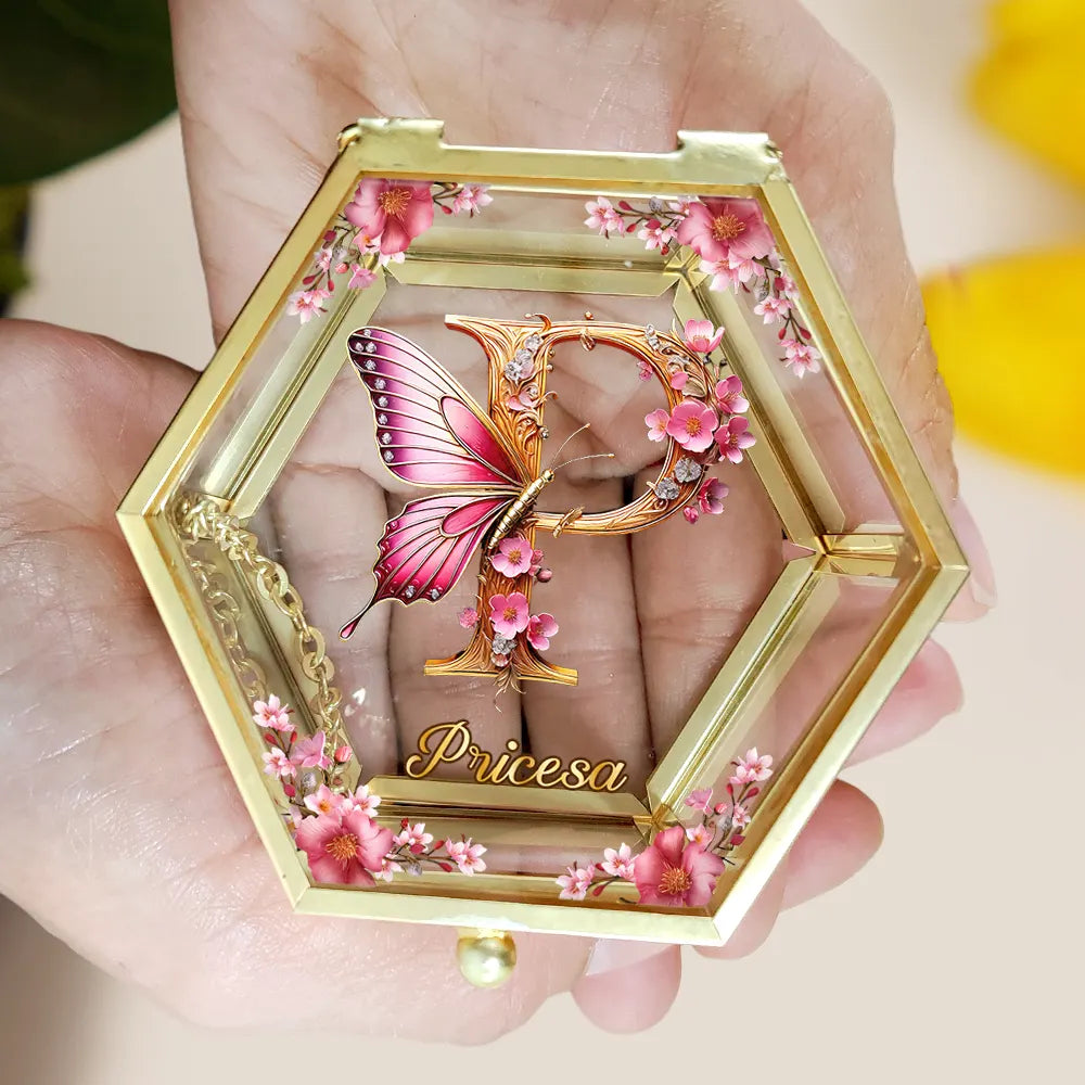 Embrace Elegance: Personalized Flower Butterfly Monogram Glass Jewelry Box Jewelry Box PopCulturePrints