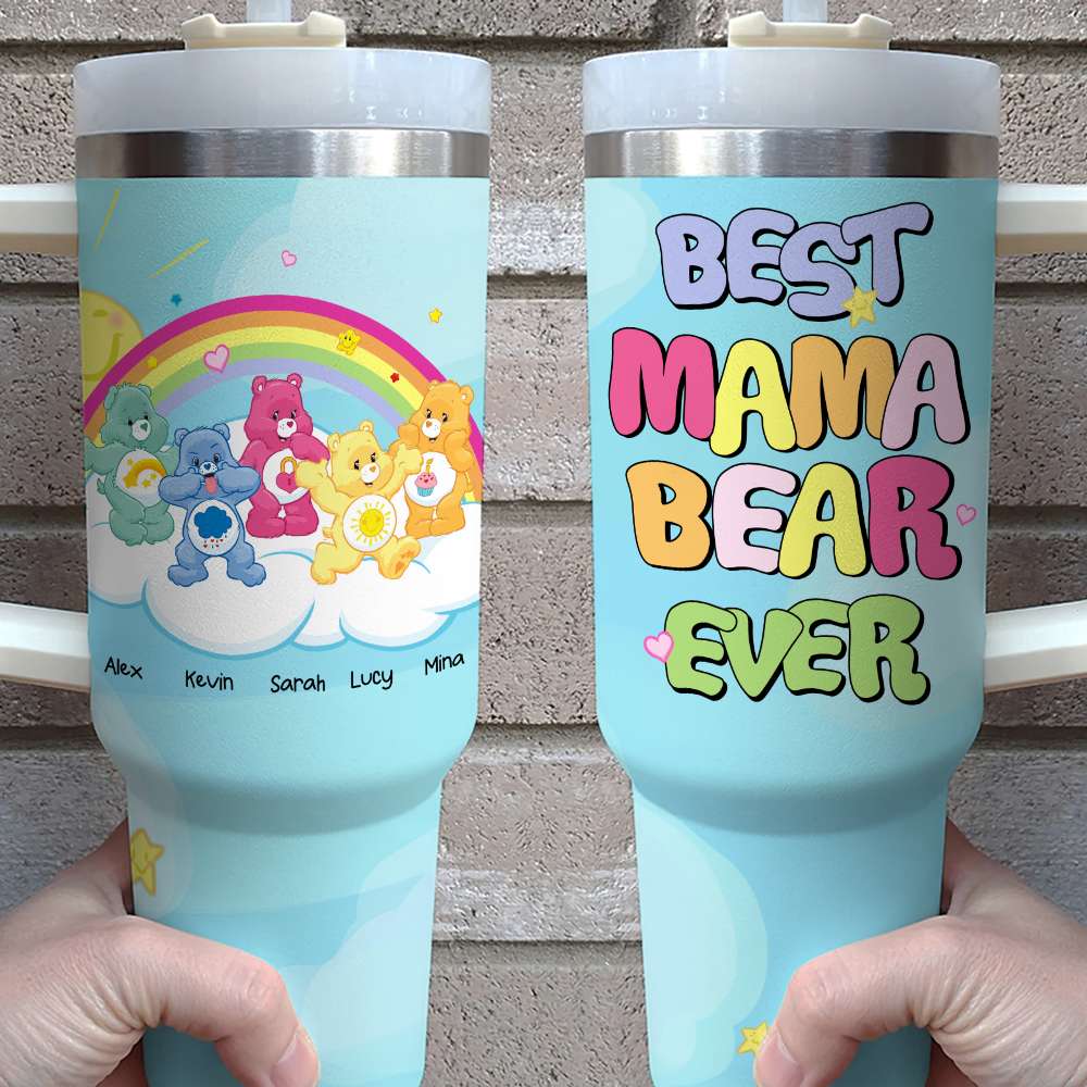Personalized Cartoon Rainbow Bears Tumbler for Moms Tumbler Cup PopCulturePrints