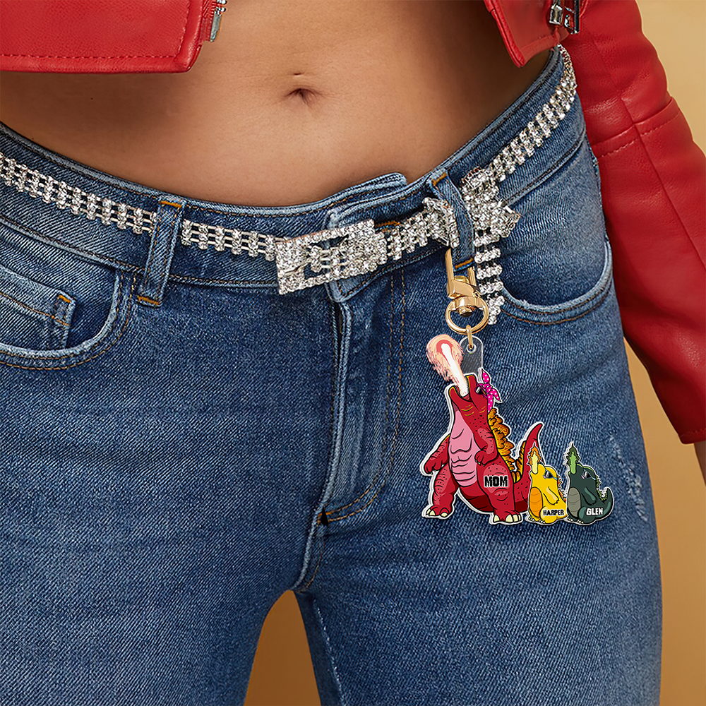 "Because Every Mom Deserves a Roaring Tribute - Personalized Keychain for Mom, Gift for Mom, Grandma, and More" Keychains PopCulturePrints