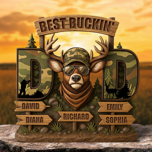 Best Buckin' Dad Acrylic Plaque - Personalized Gift for Dads, Grandpas & More! Shaped Plaques PopCulturePrints