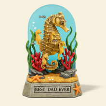 Load image into Gallery viewer, “Best Dad Ever” - Seahorse Dad Plaque - Personalized Gifts for Dad or Grandpa Shaped Plaques PopCulturePrints
