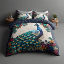 Load image into Gallery viewer, Personalized Peacock Quilt Bed Set - Unique Cultural Gift Blanket PopCulturePrints
