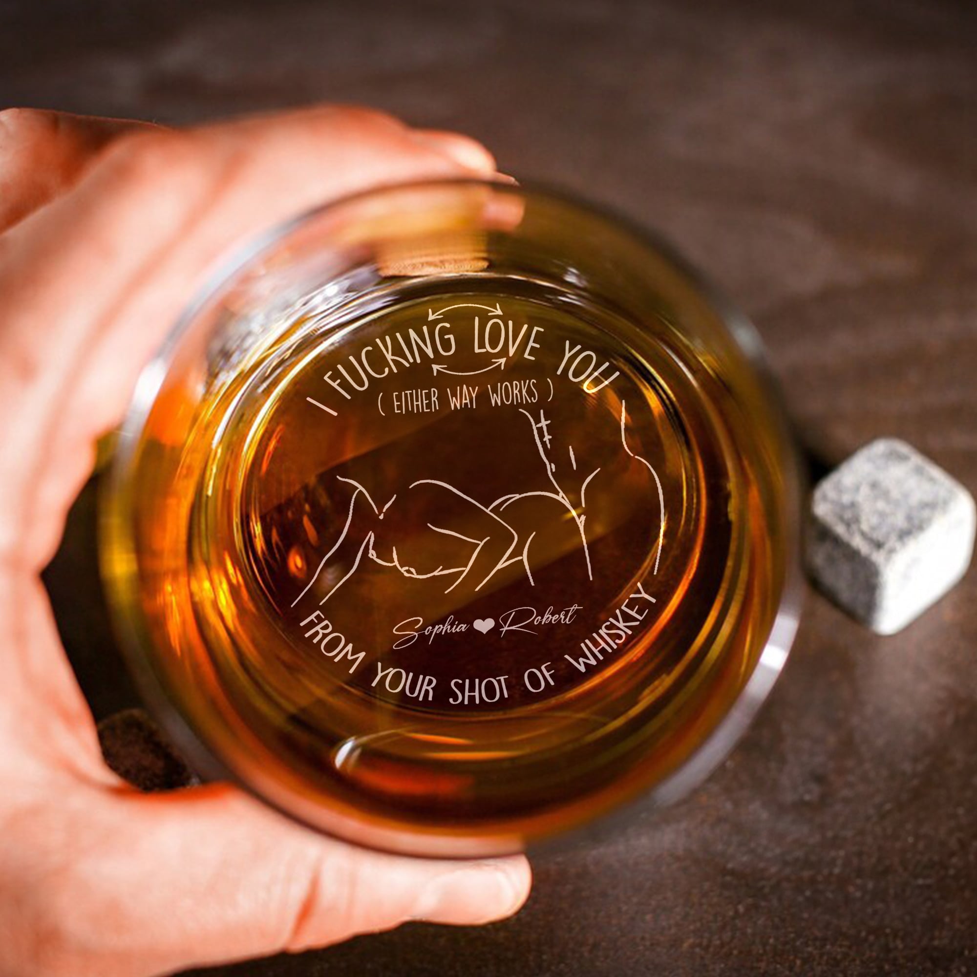 Personalized Love Whiskey Glass - Unique Romantic Valentine’s Day Gifts for Couples Whiskey Glass PopCulturePrints