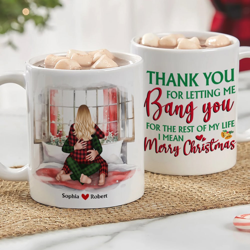 Personalized Holiday Coffee Mug for Couples - Merry Christmas