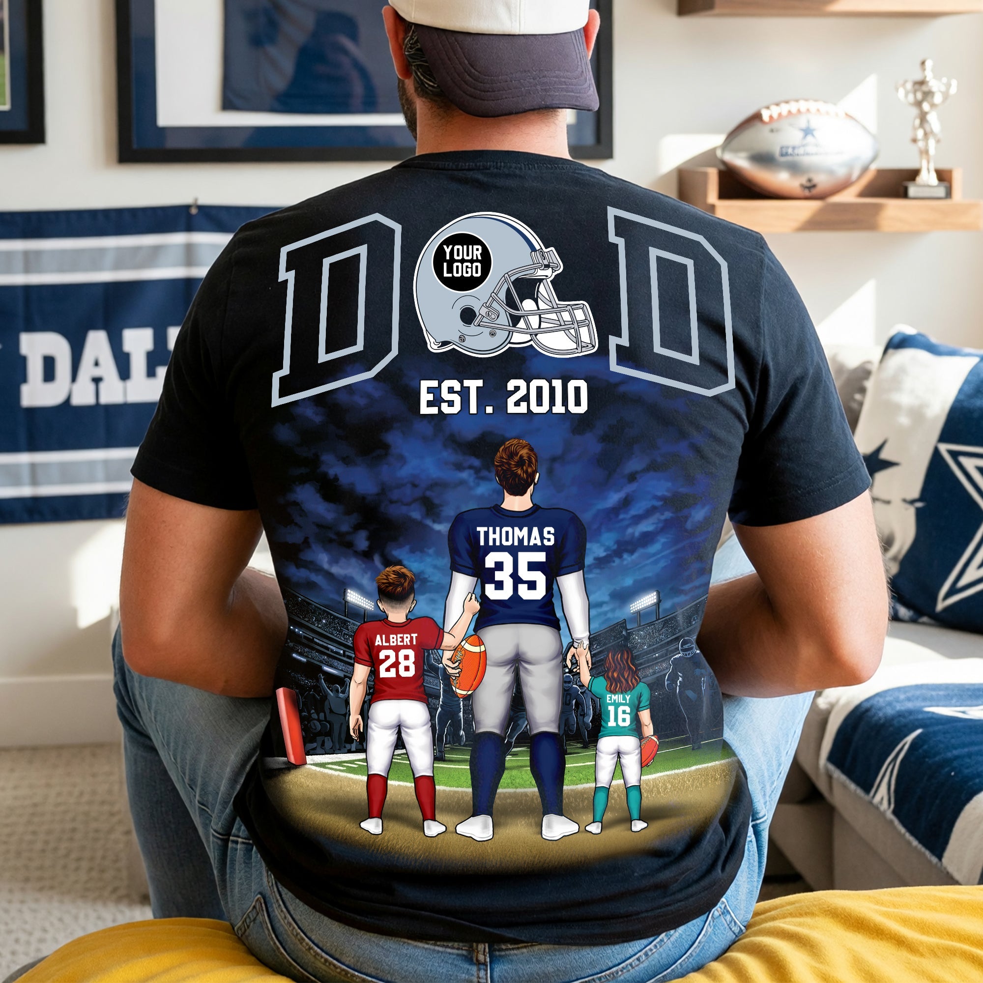 “For the Sport Lover Dad: A Family Tribute” - Personalized Sport Lover Dad Shirt - Gift for Dad, Grandpa, and More Shirts PopCulturePrints