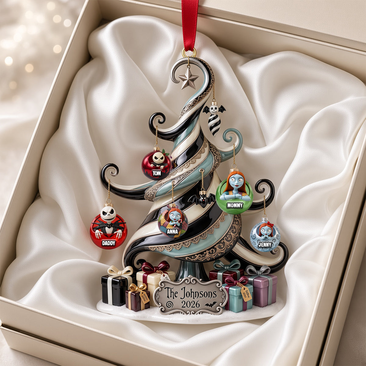 “Celebrate Togetherness” - Whimsical Family Christmas Tree Ornament - Personalized Gifts for Family