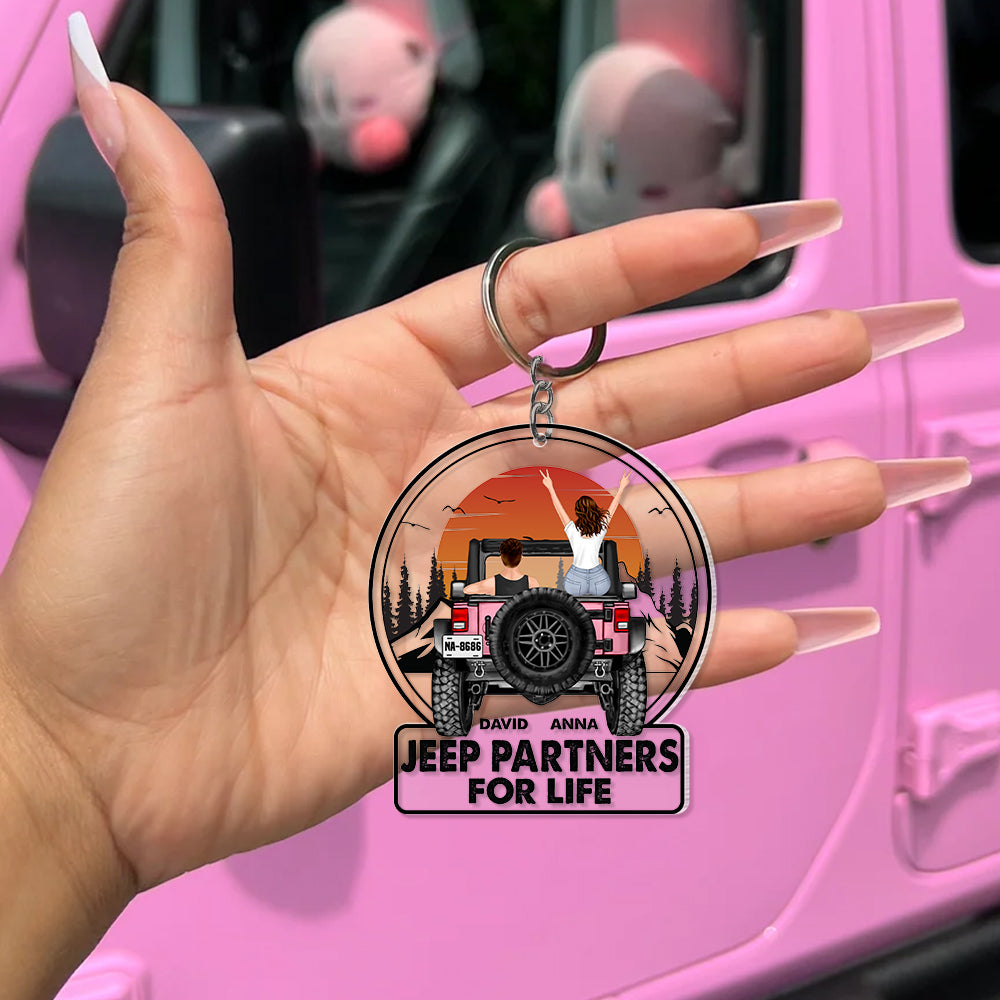 Personalized Jeep Partners for Life Keychain